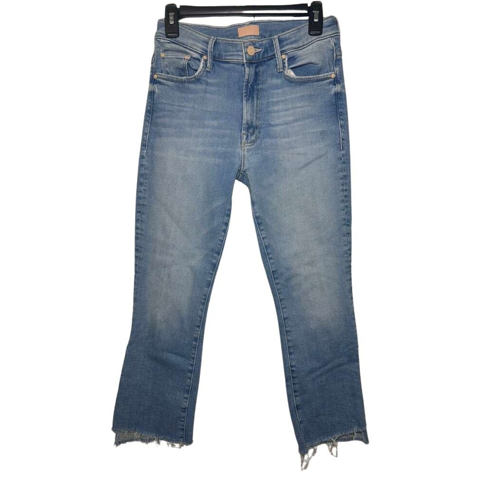 Mother Insider Crop Step Fray Jeans Size 27 Light Wash Denim Stretchable